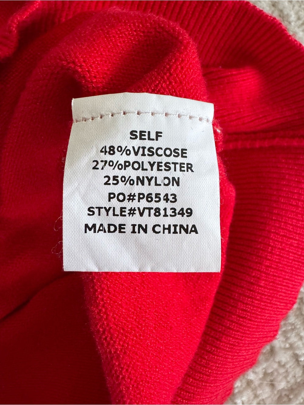 NWT Vine & Love Fine Gauge Puff Sleeve Sweater | Red V-Neck Knit - Picture 5 of 6